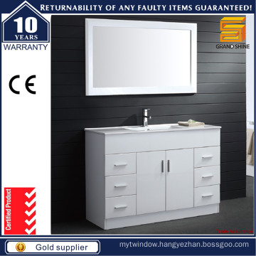 Modern Floor Mounted MDF White Bathroom Vanity for Hotel